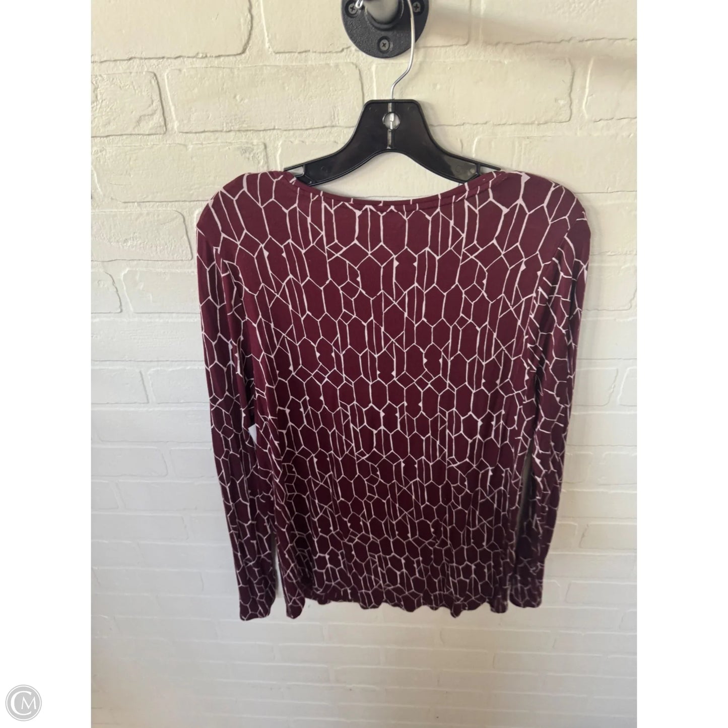 Top Long Sleeve Basic By Apt 9 In Red & White, Size: M