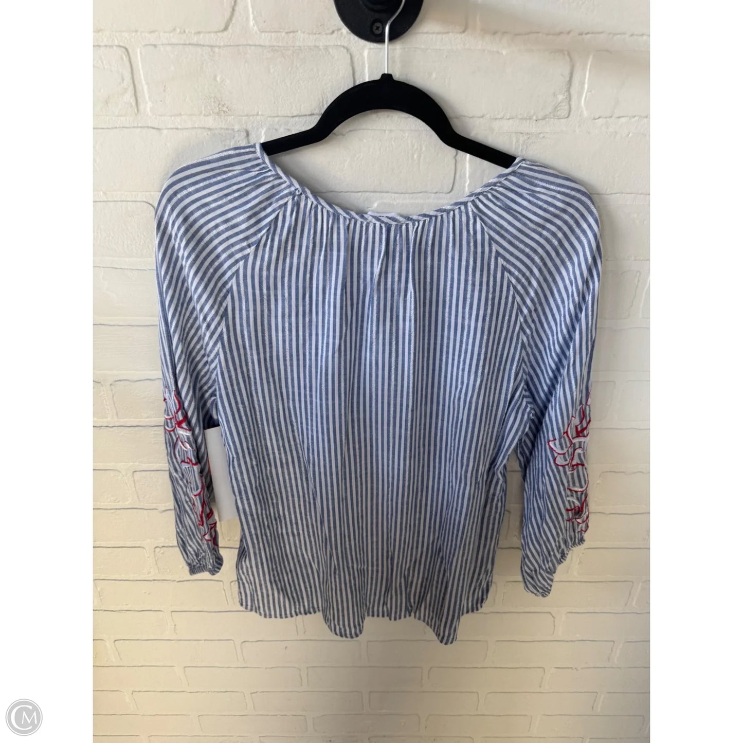 Top 3/4 Sleeve By Tribal In Blue Red & White, Size: S