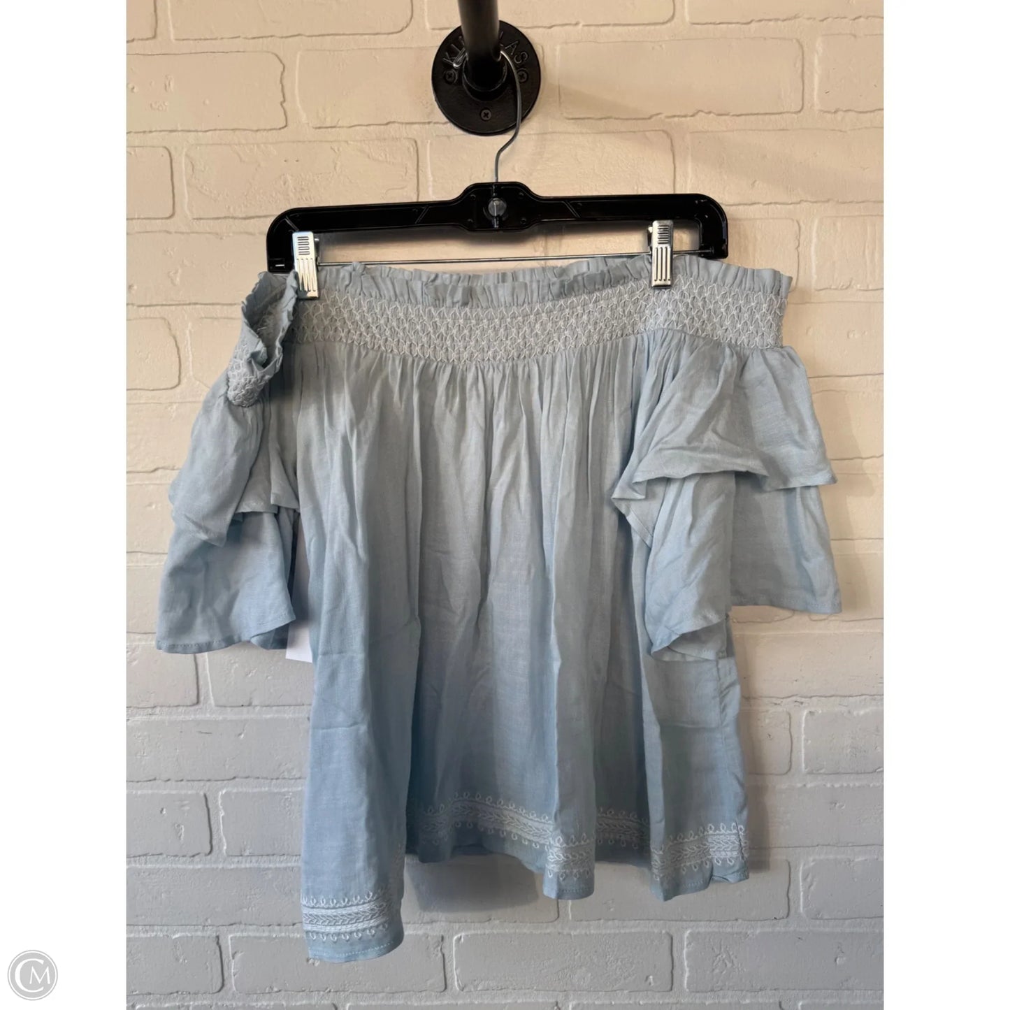 Top Short Sleeve By Blue Rain In Blue & White, Size: L