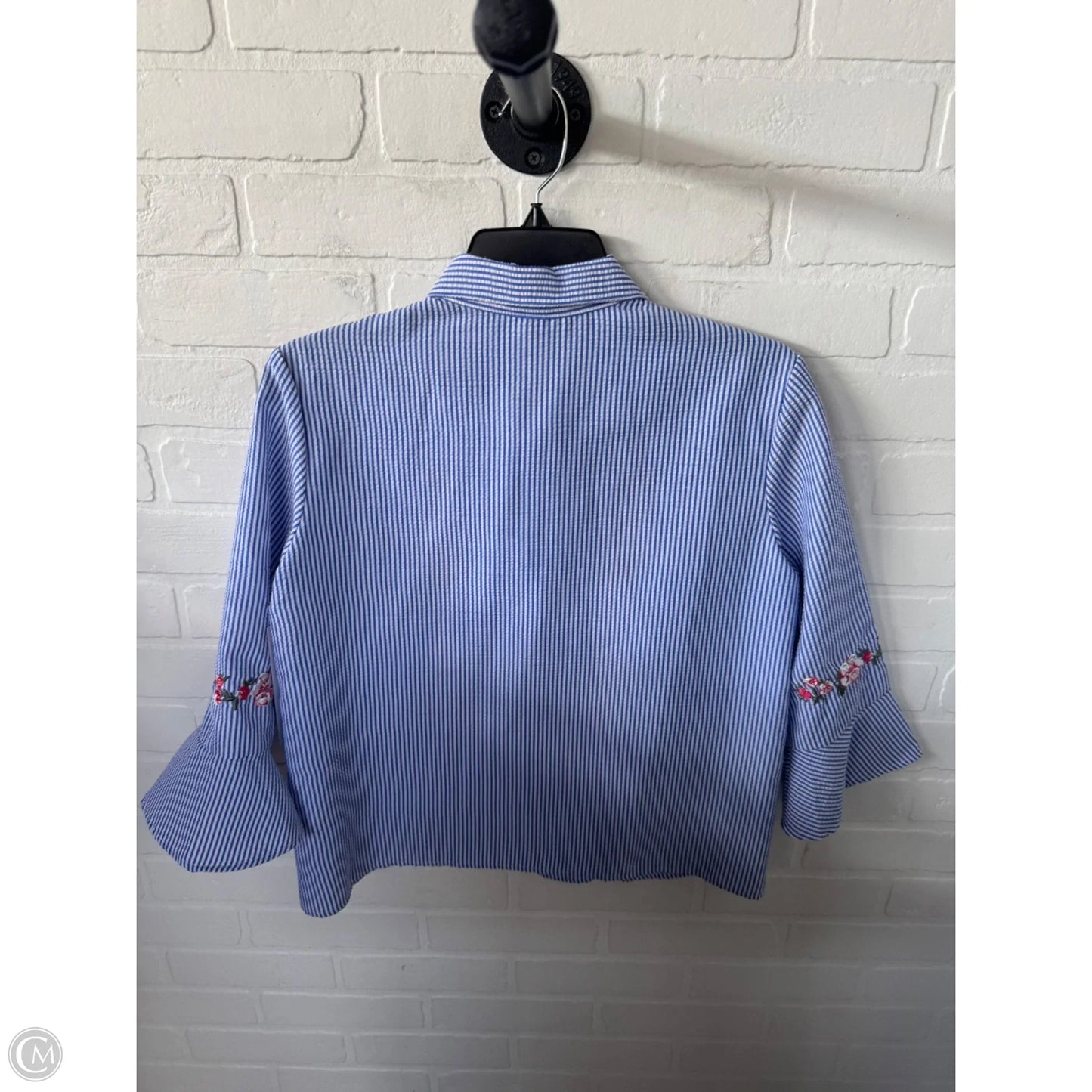 Top 3/4 Sleeve By Divided In Blue & White, Size: S