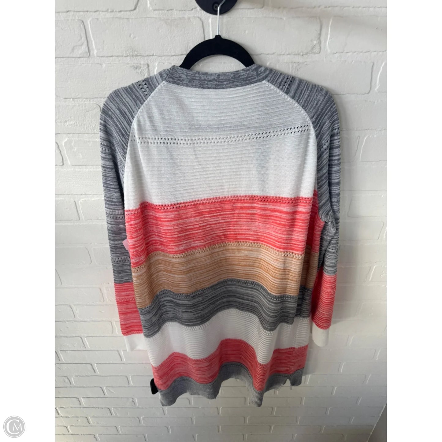 Sweater Cardigan By Clothes Mentor In Grey & Orange, Size: Xl