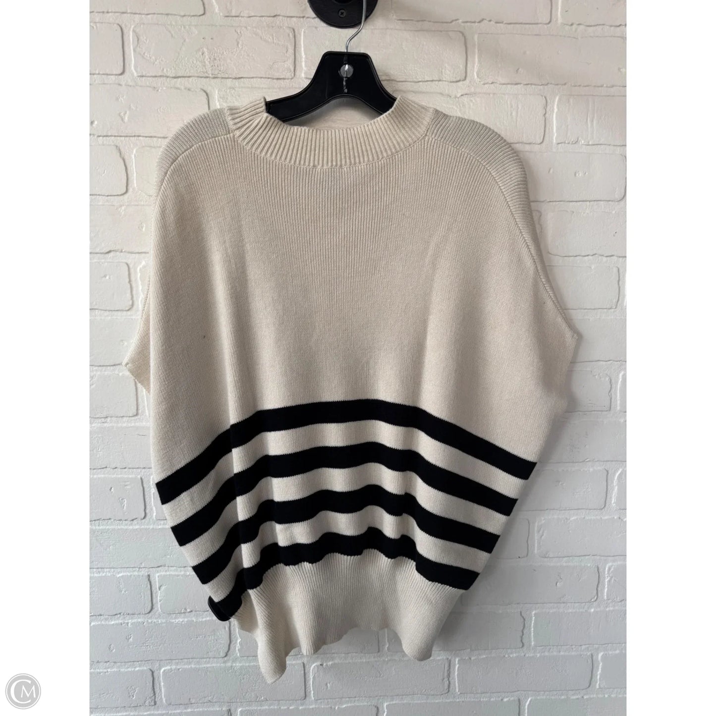 Sweater Short Sleeve By Maeve In Black & Cream, Size: Xs