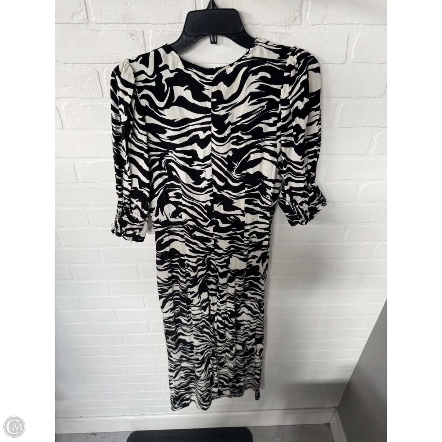 Dress Casual Midi By H&m In Black & Cream, Size: M