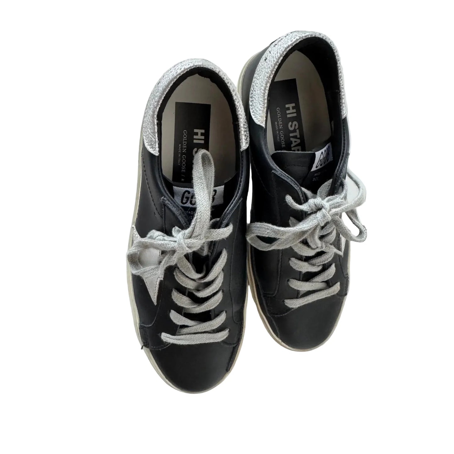 Shoes Luxury Designer By Golden Goose In Black & Silver, Size: 6.5