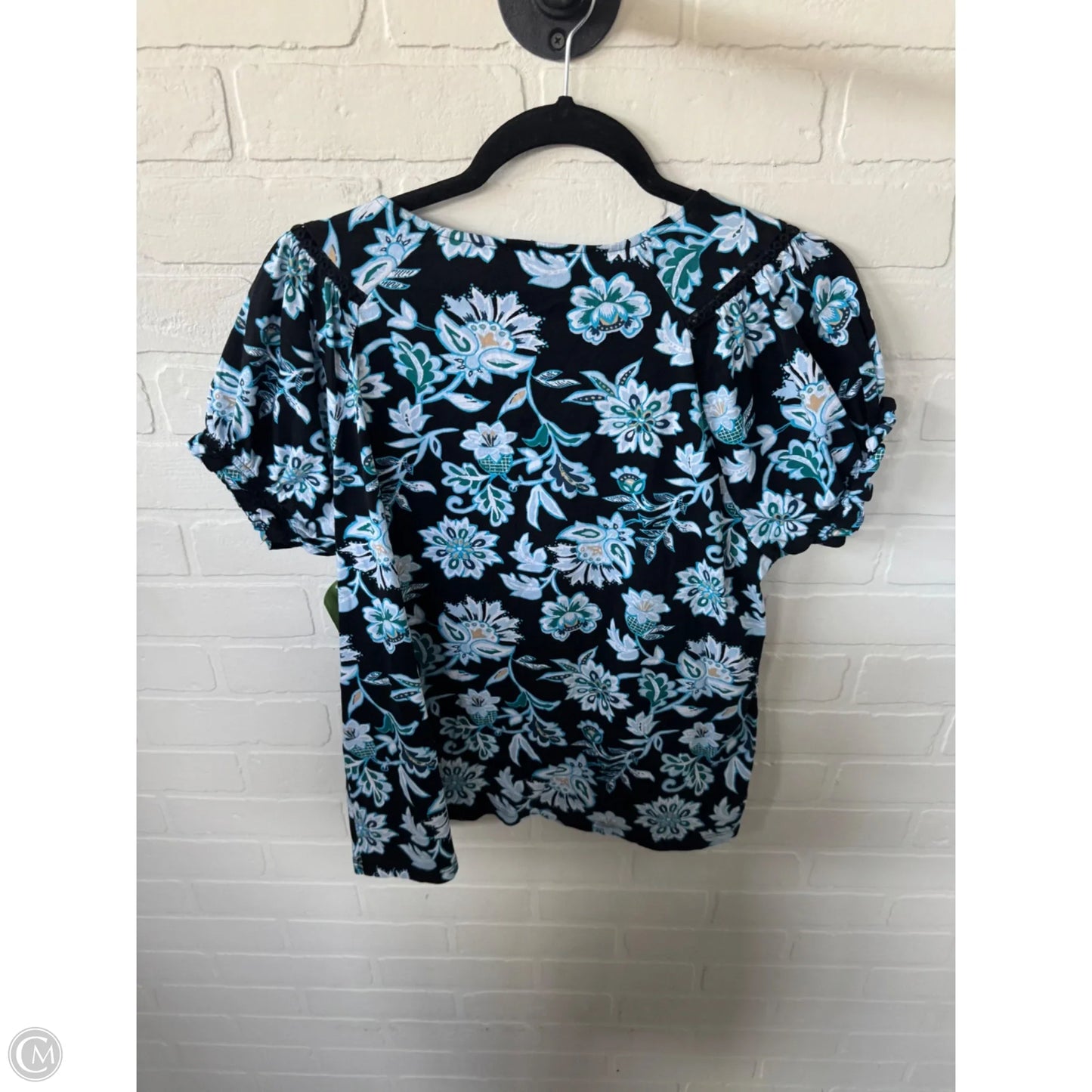 Top Short Sleeve By Ann Taylor In Black & Blue, Size: L
