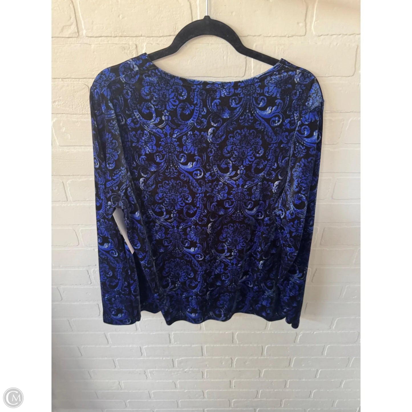 Top Long Sleeve By Chicos In Black & Blue, Size: Xl