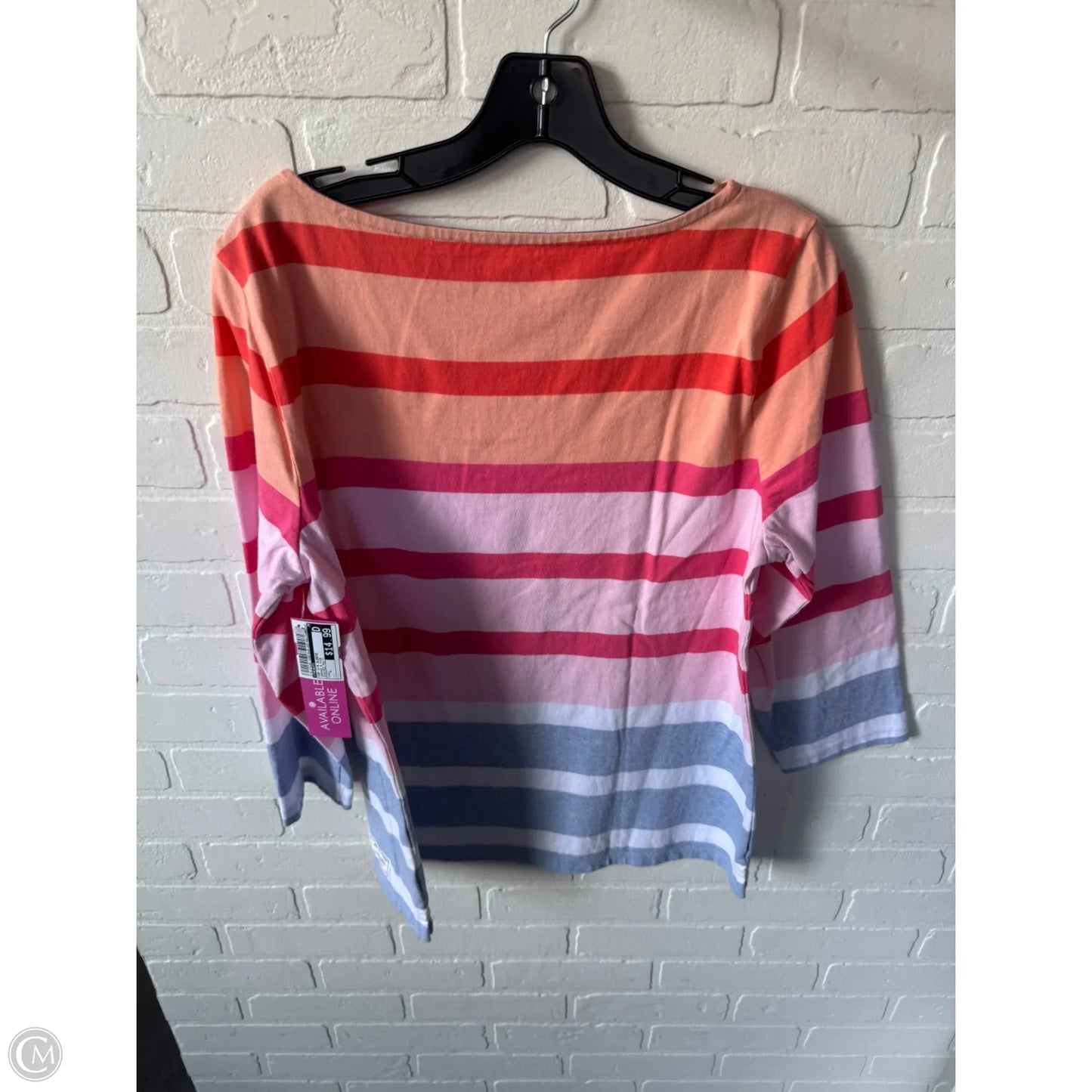Top 3/4 Sleeve By Talbots In Orange & Pink, Size: L