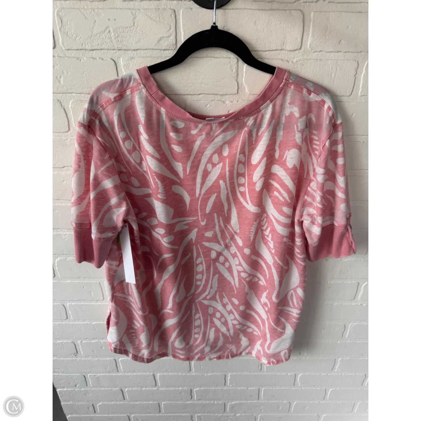 Top Short Sleeve By Jane And Delancey In Pink & White, Size: L