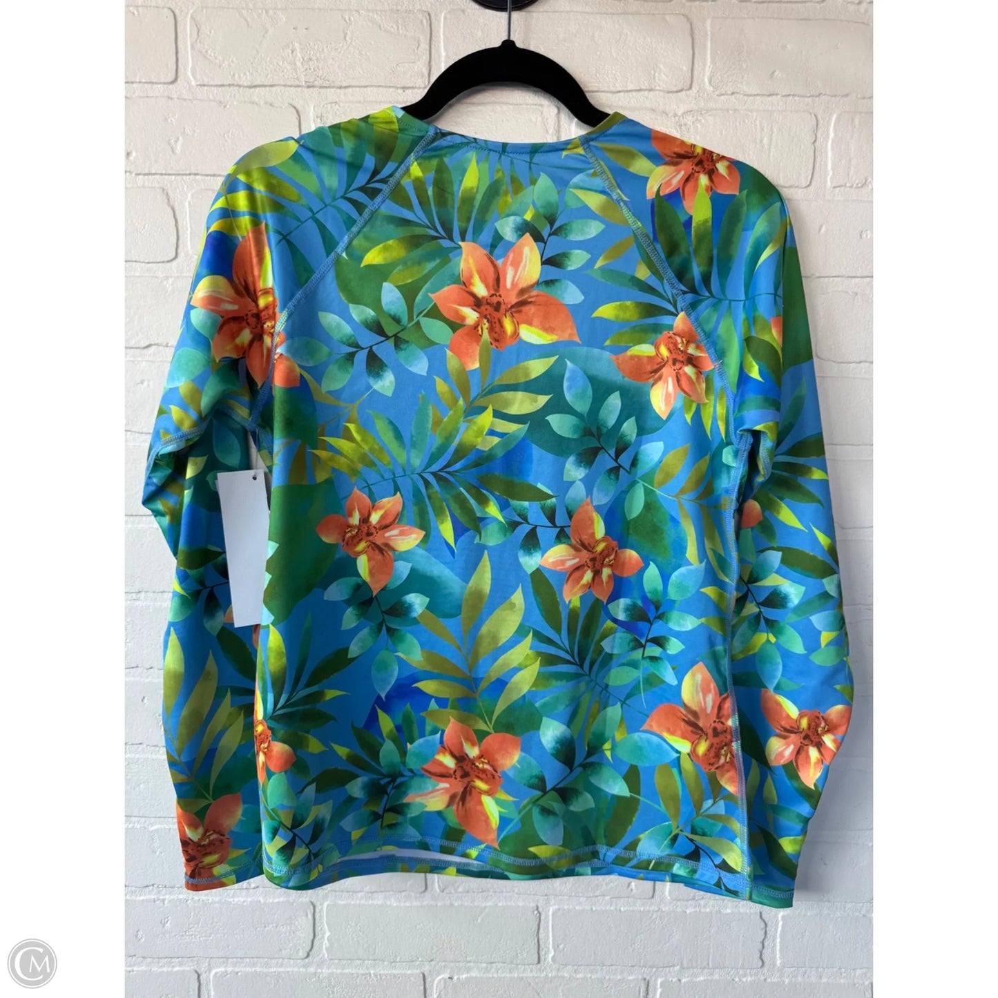 Athletic Top Long Sleeve Crewneck By Hurley In Blue & Green, Size: M