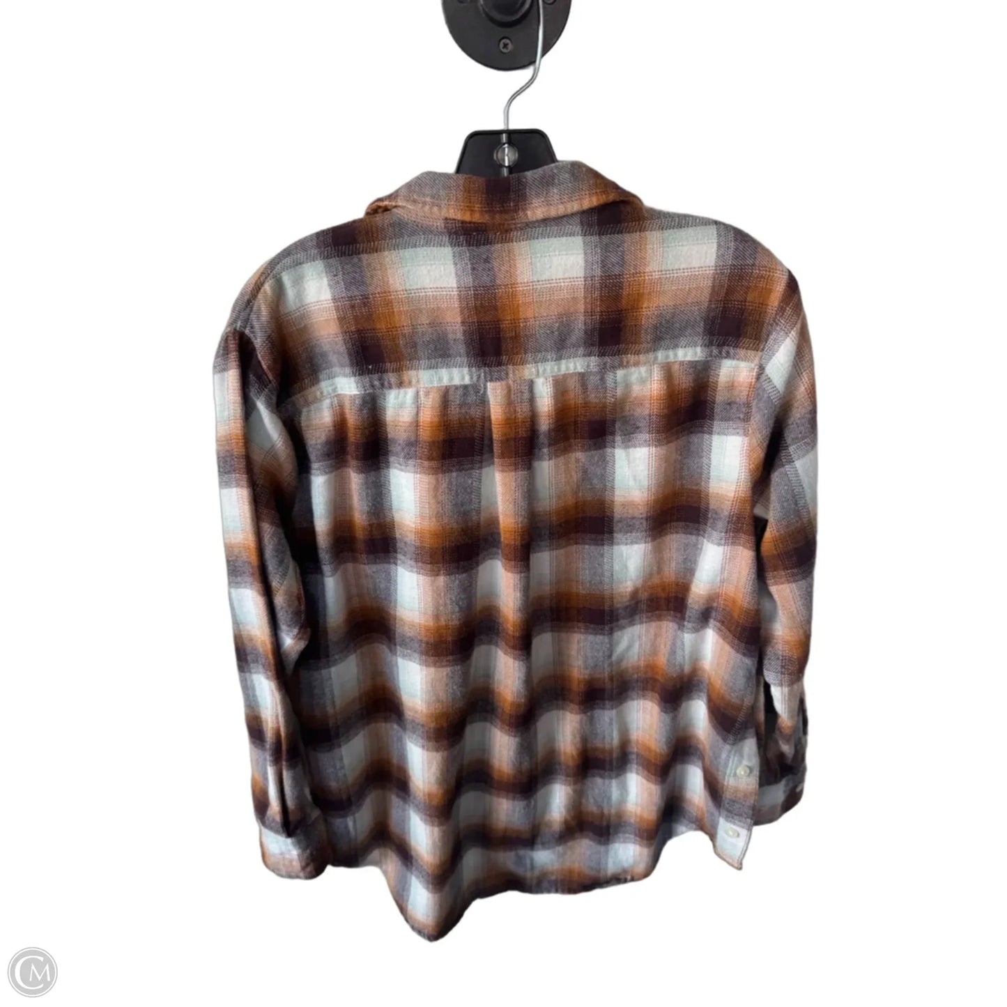 Top Long Sleeve By Madewell In Brown & Cream, Size: S