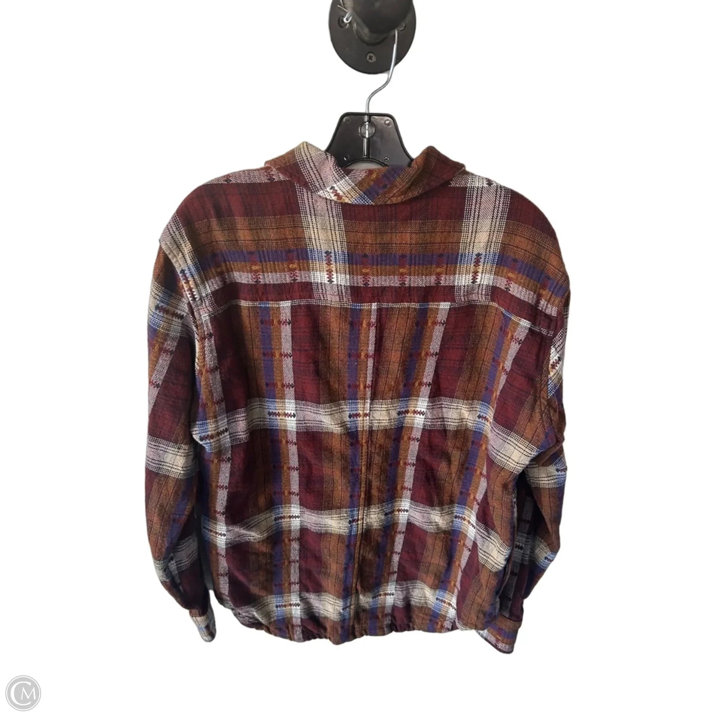 Jacket Shirt By Prana In Brown & Red, Size: M