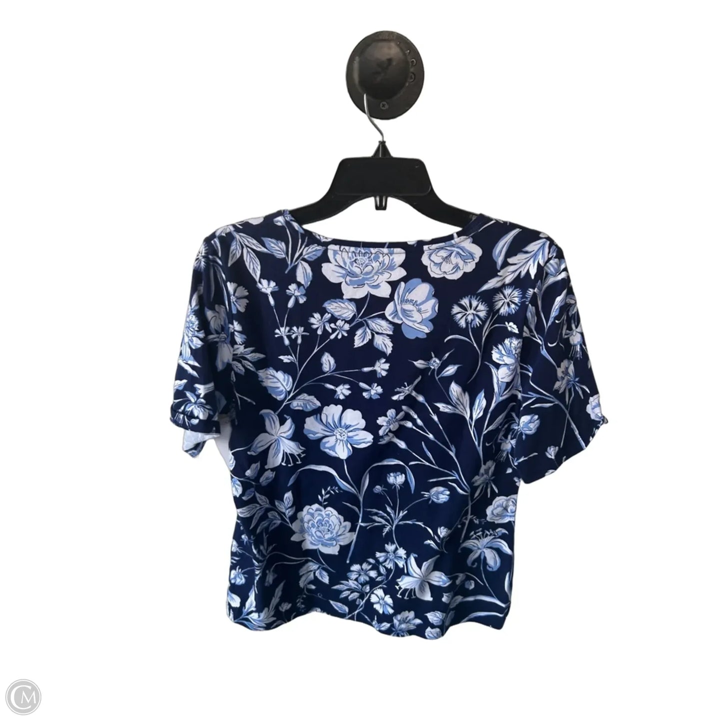 Top Short Sleeve By Talbots In Blue & White, Size: Lp