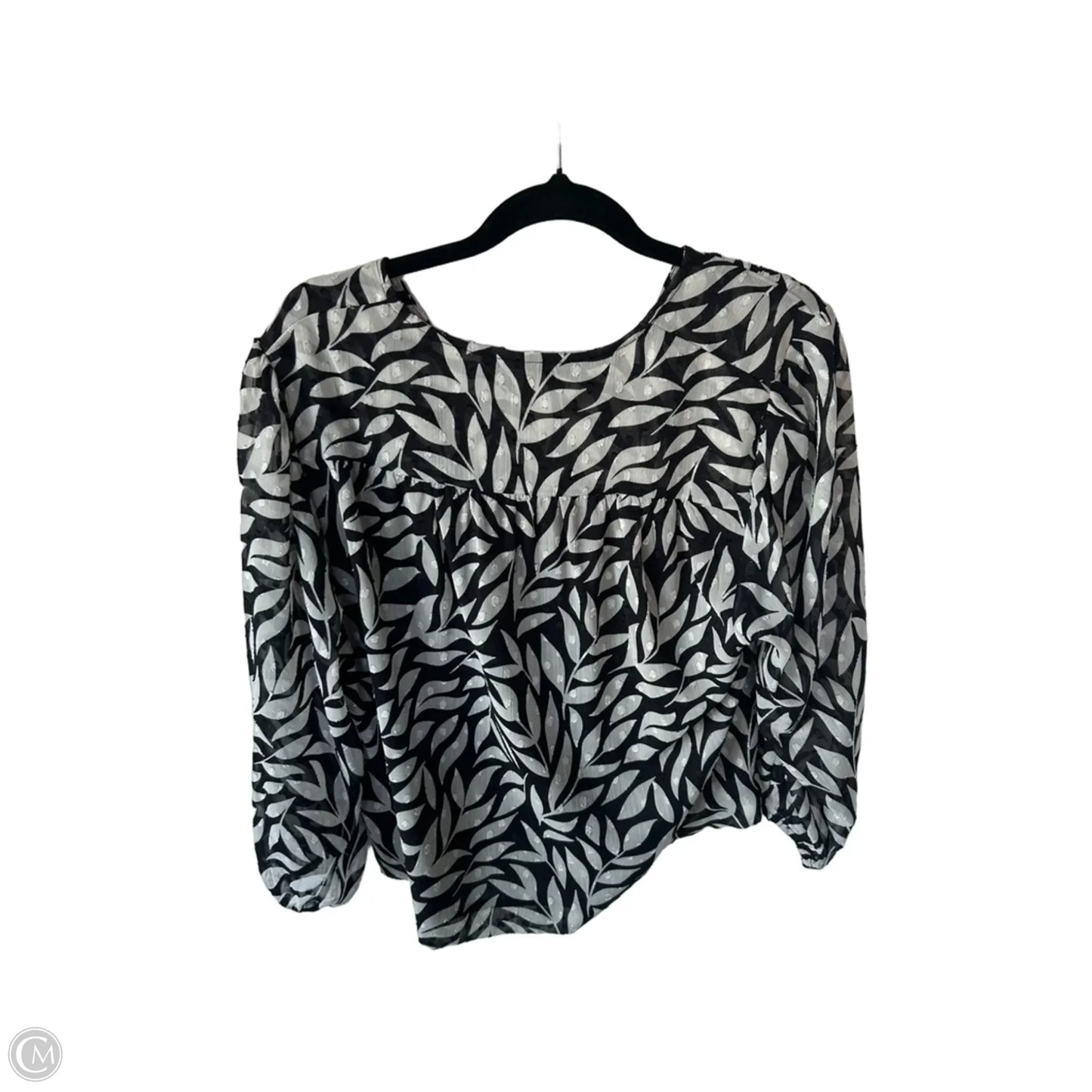 Top 3/4 Sleeve By Cmc In Black & Cream, Size: L