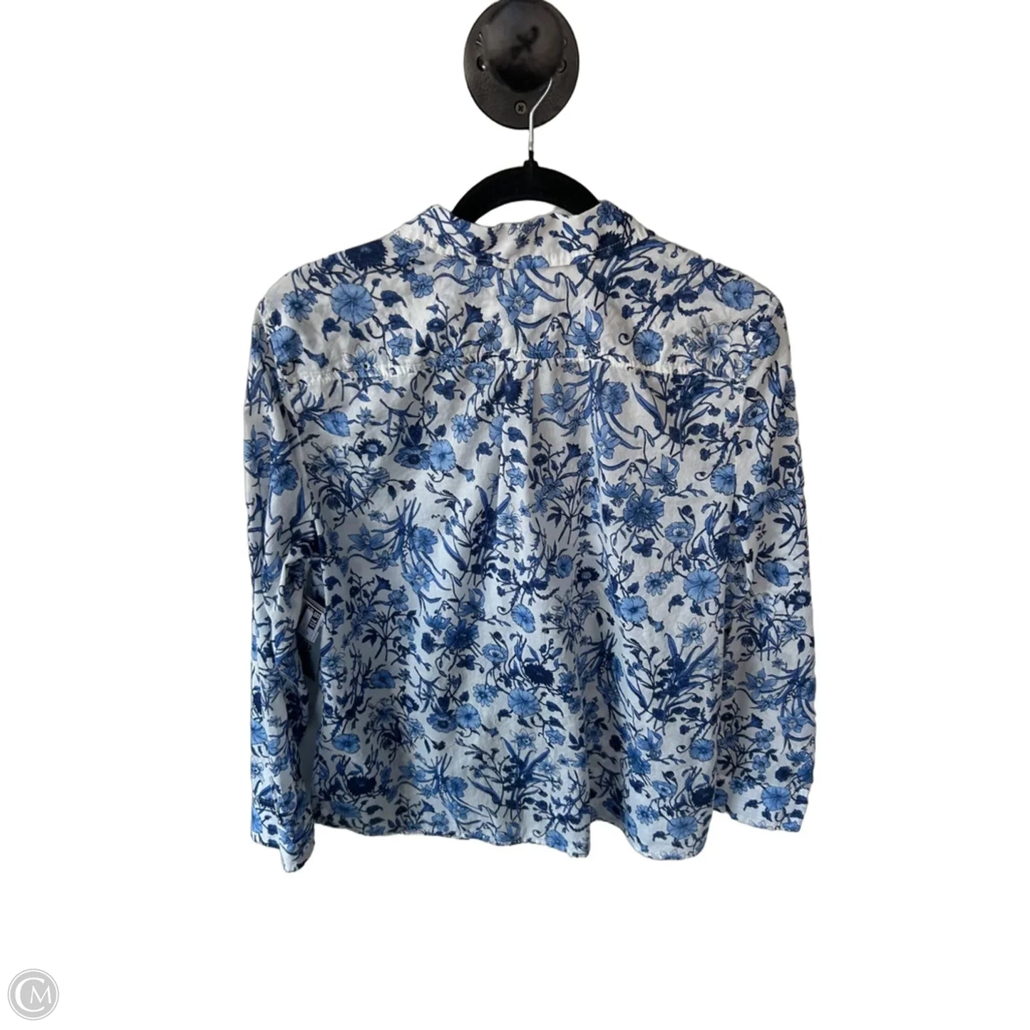 Top Long Sleeve By Talbots In Blue & White, Size: Lp