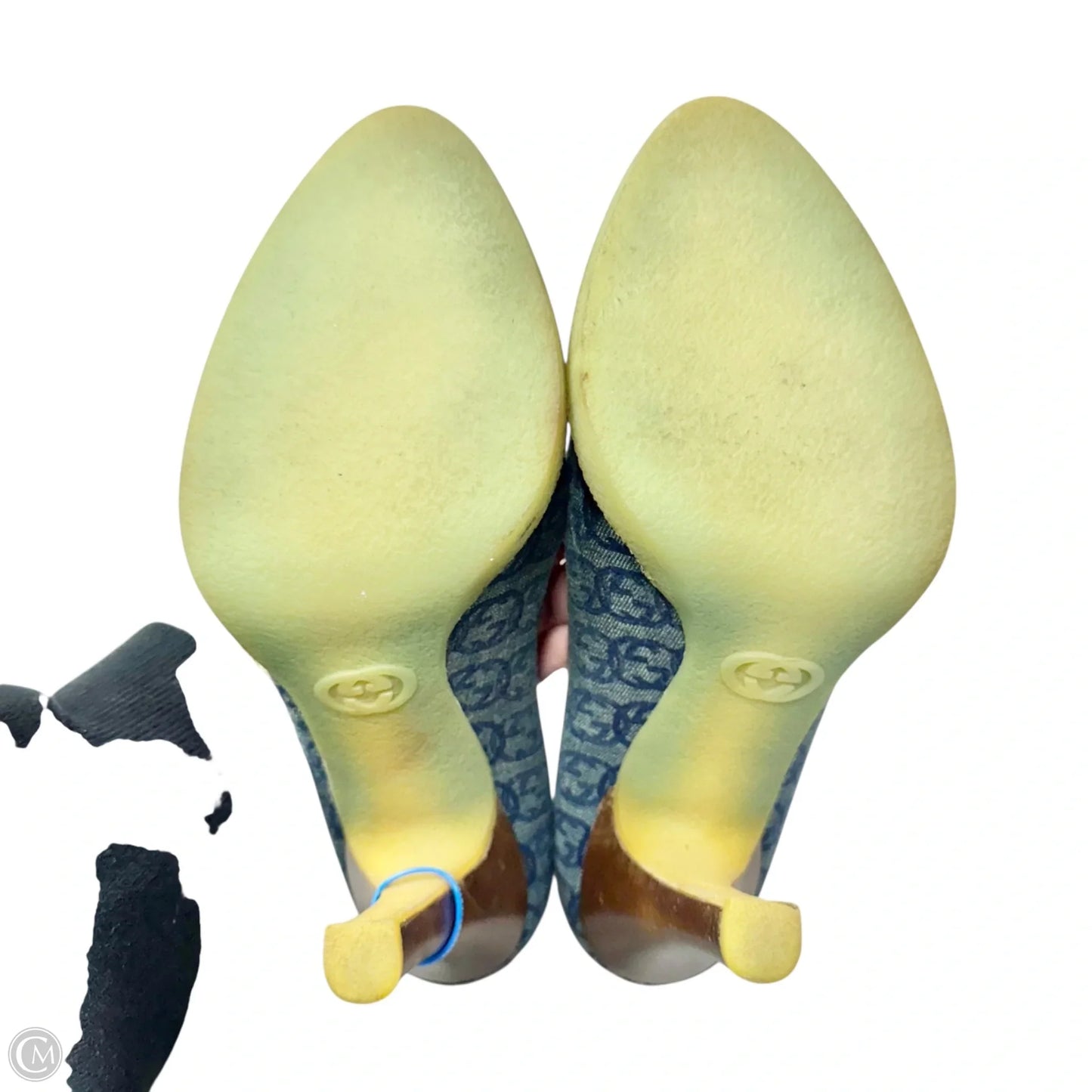 Shoes Luxury Designer By Gucci In Blue Denim, Size: 8.5