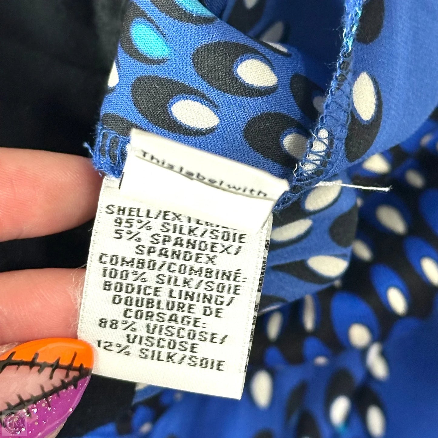 Jumpsuit Designer By Diane Von Furstenberg In Black & Blue, Size: M