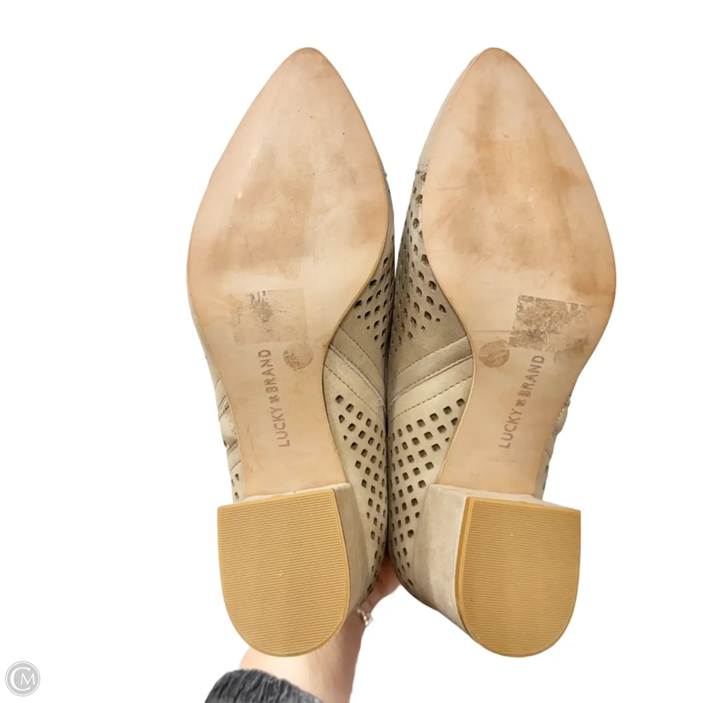 Boots Ankle Heels By Lucky Brand In Taupe, Size: 7.5