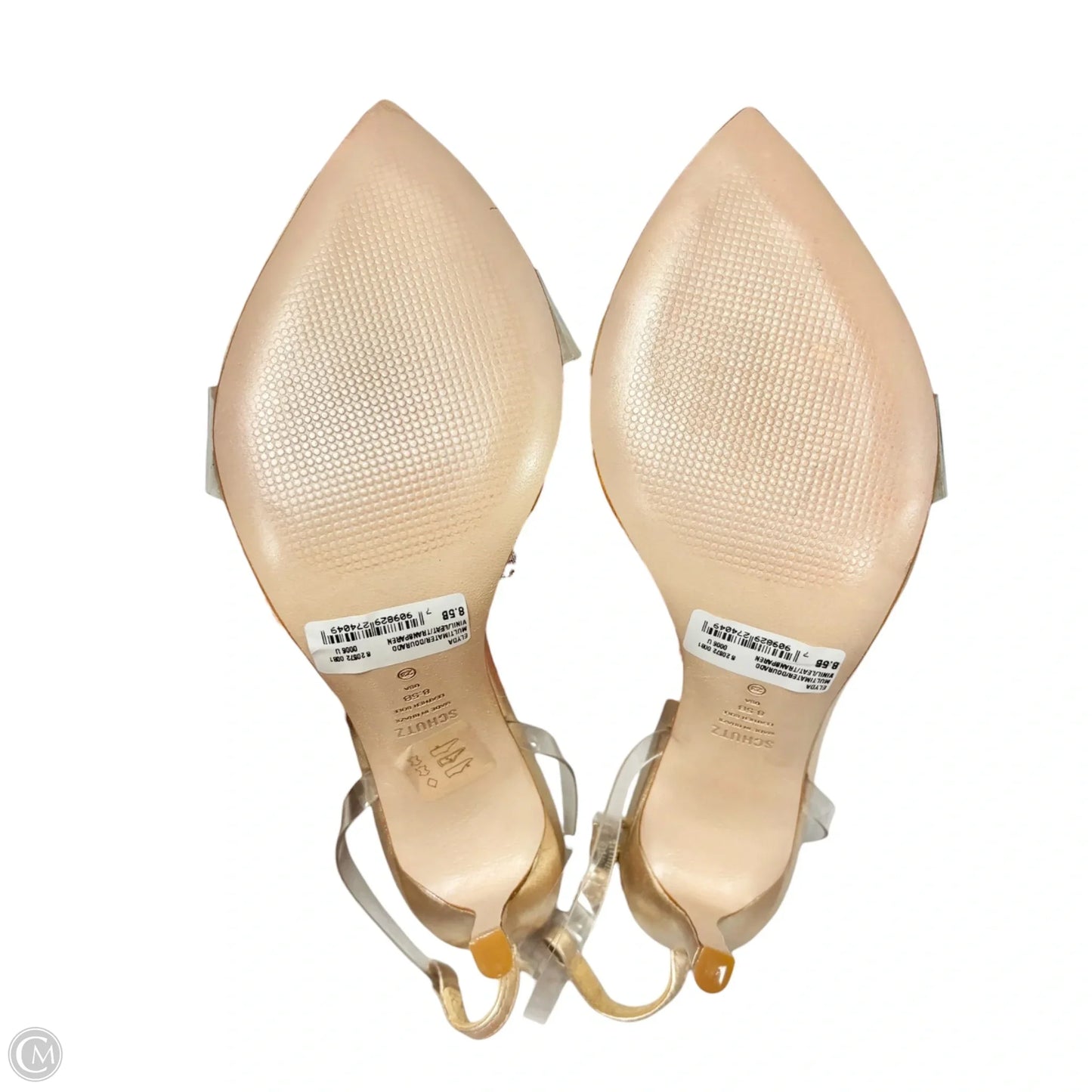 Sandals Heels Stiletto By Schutz In Gold, Size: 8.5