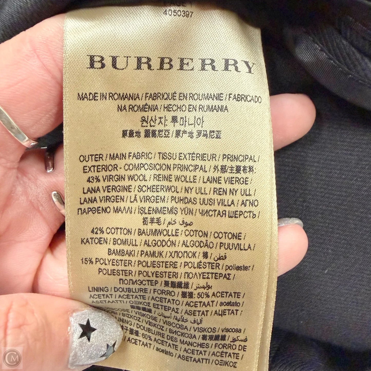 Blazer Luxury Designer By Burberry In Black, Size: M