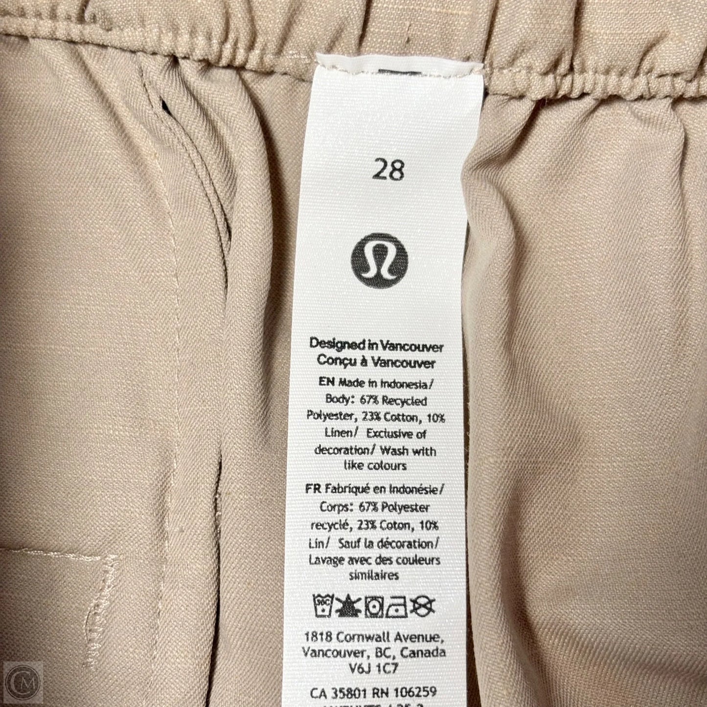 Athletic Pants By Lululemon In Tan, Size: 6