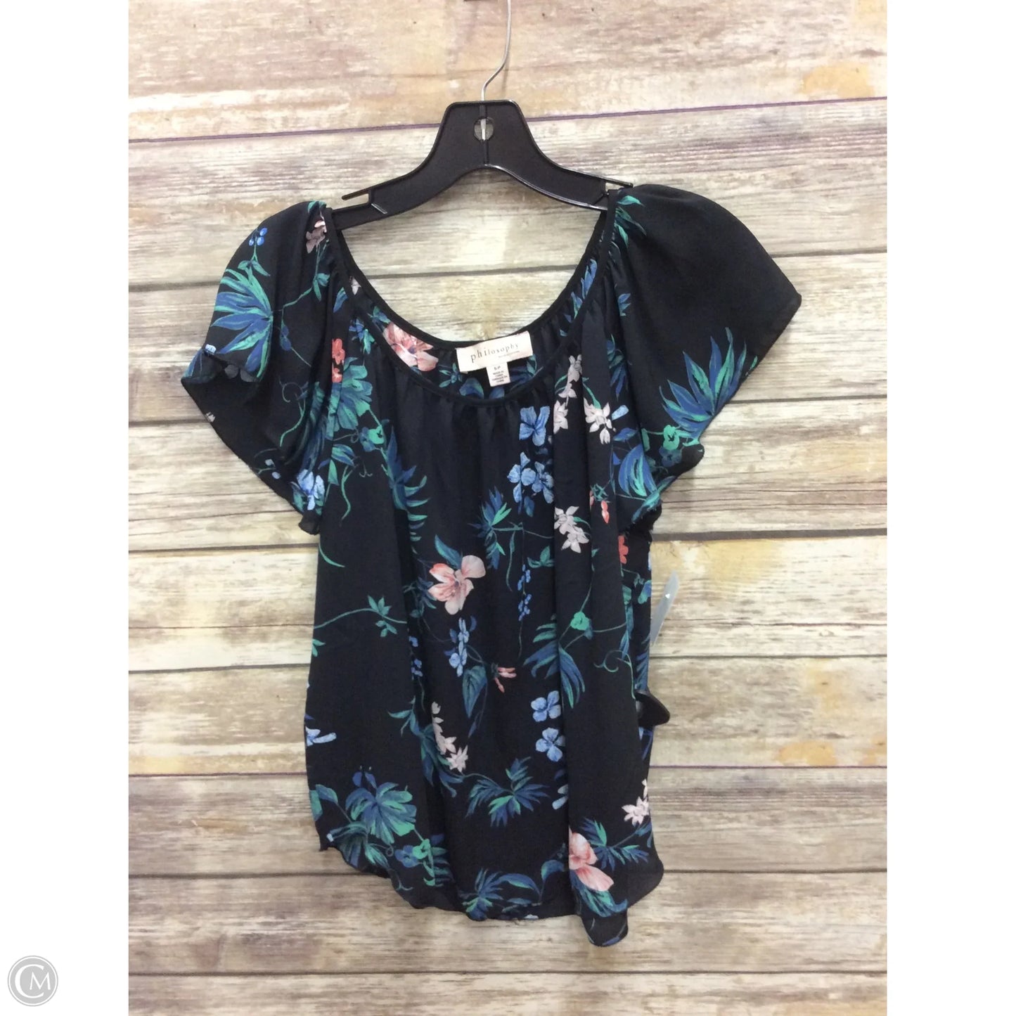 Blouse Short Sleeve By Philosophy In Floral Print, Size: S