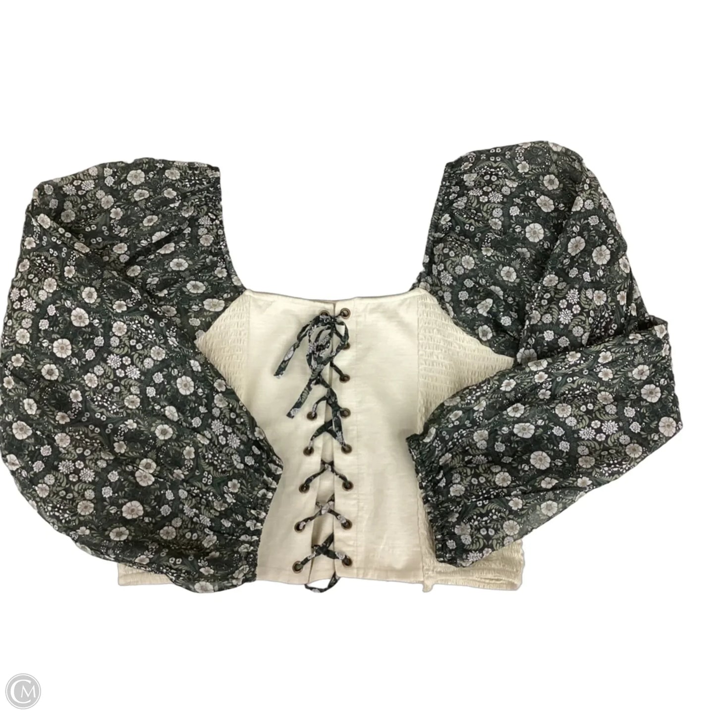 Blouse Long Sleeve By Forever That Girl In Cream & Green, Size: L