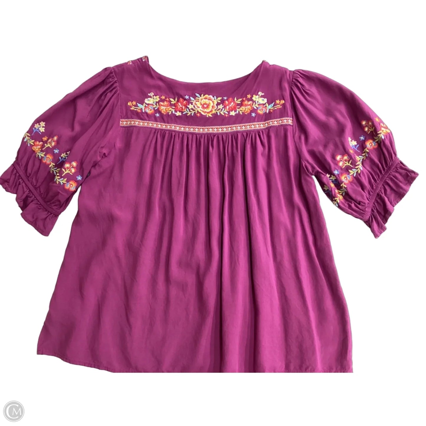 Top Short Sleeve By Savanna Jane In Purple, Size: S