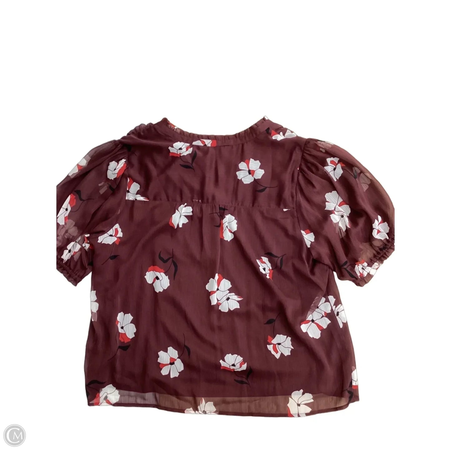 Blouse Short Sleeve By Nine West In Maroon, Size: Xxl