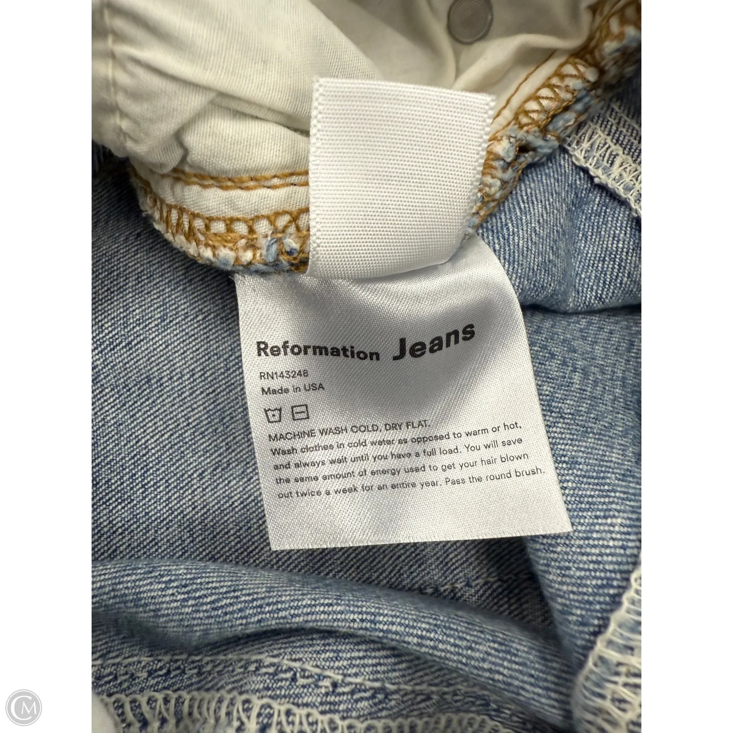 Jeans Straight By Reformation In Blue Denim, Size: 0