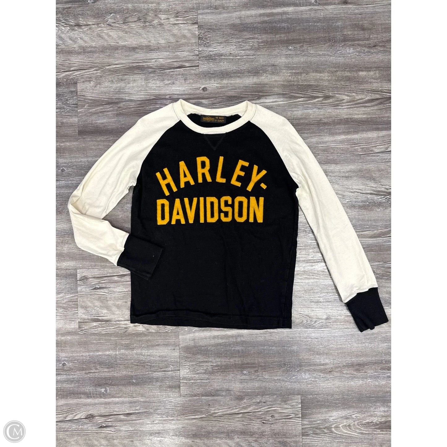 Top Long Sleeve By Harley Davidson In Black & White, Size: S