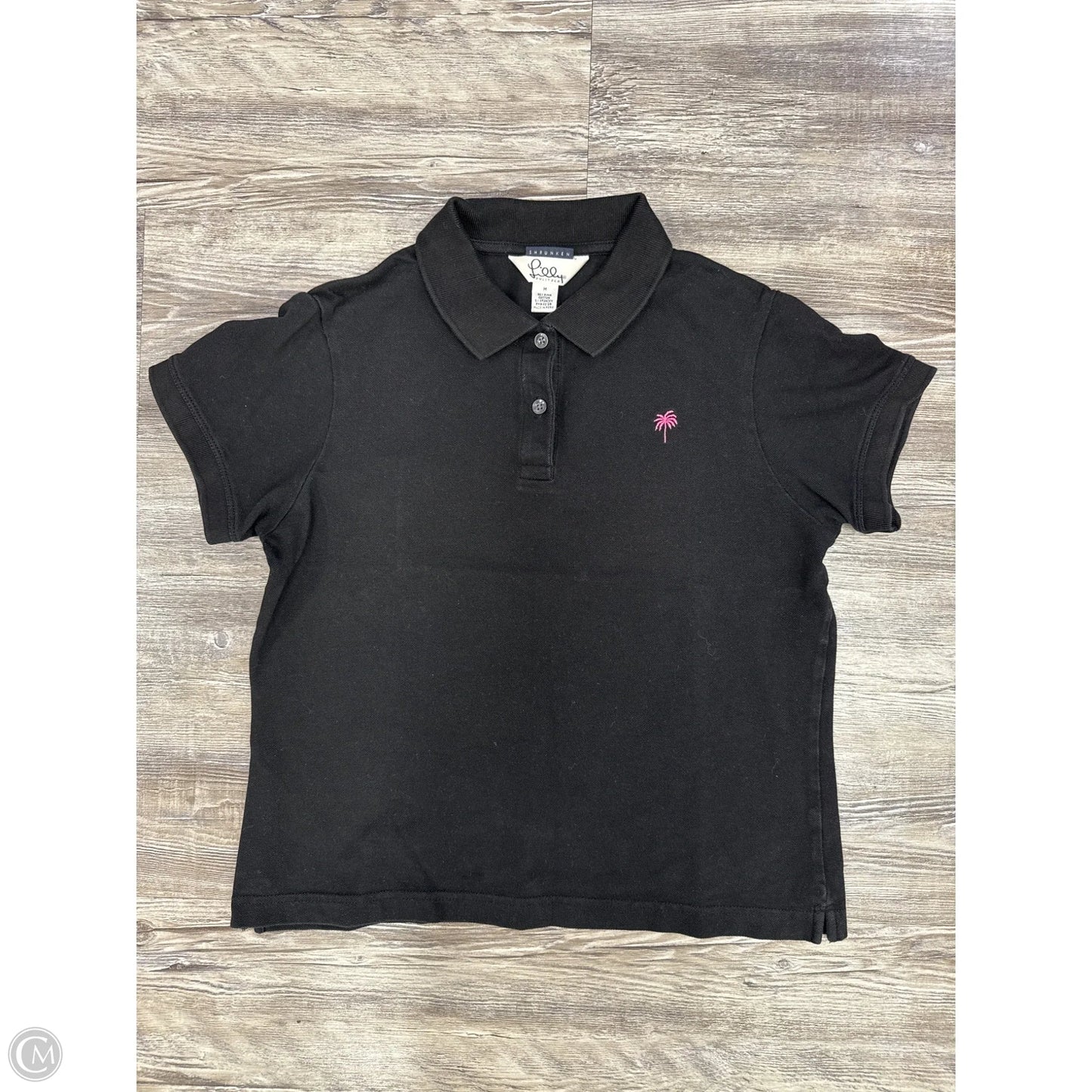 Top Short Sleeve Designer By Lilly Pulitzer In Black, Size: M