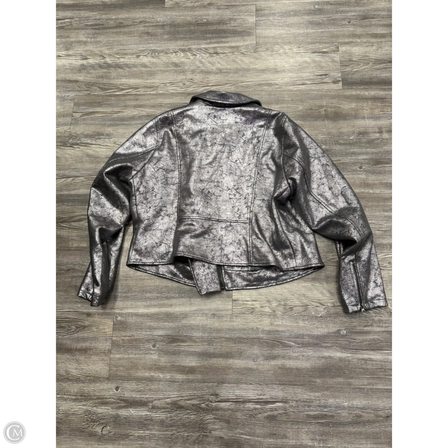 Jacket Moto By Torrid In Silver, Size: 2x