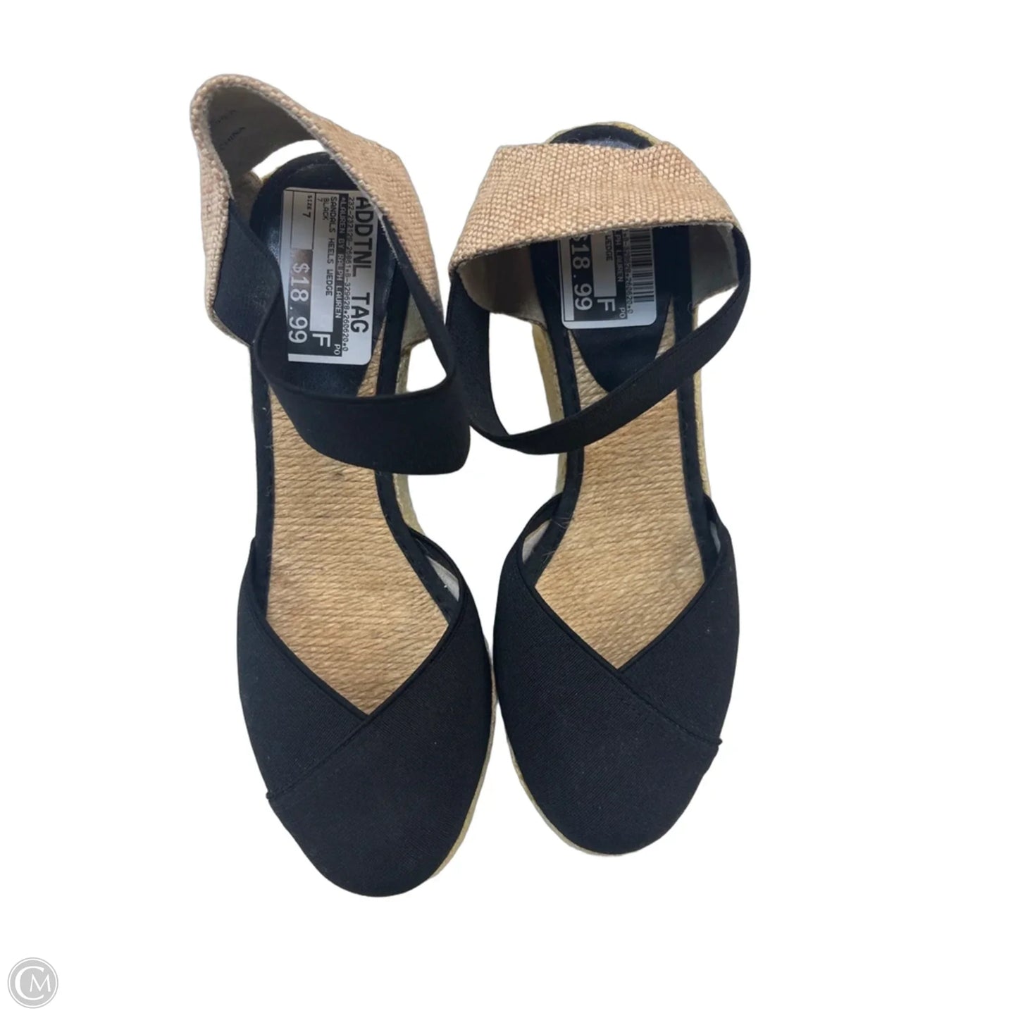 Sandals Heels Wedge By Lauren By Ralph Lauren In Black, Size: 7