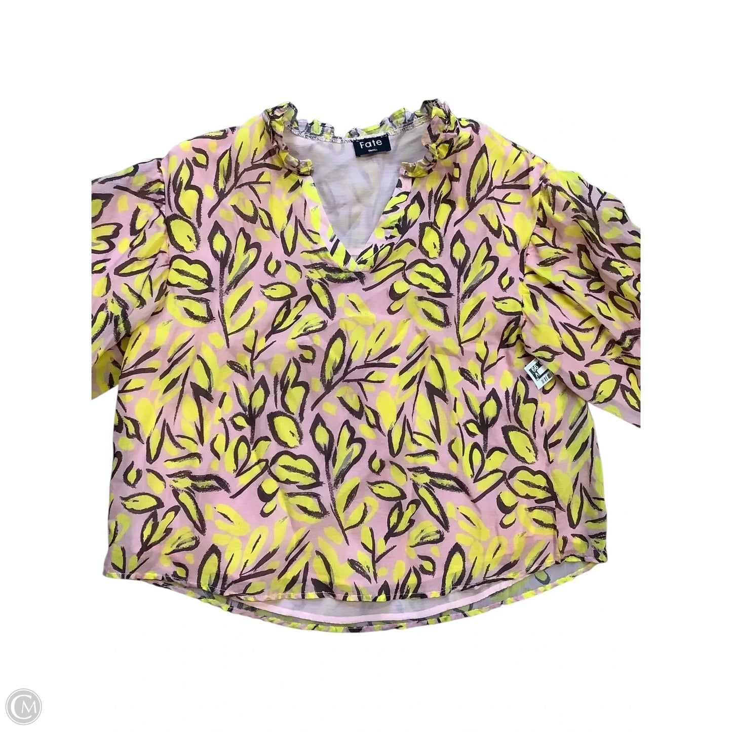 Top Long Sleeve By Fate In Pink & Yellow, Size: S