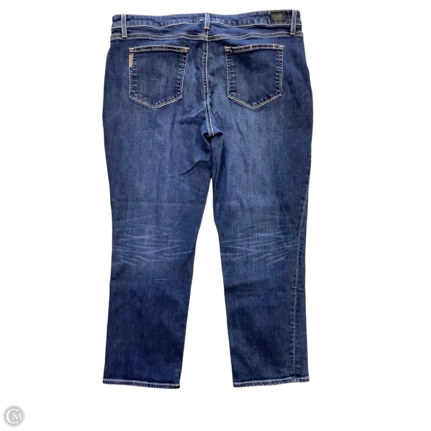 Jeans Straight Cropped By Paige In Blue Denim, Size: 14(32)