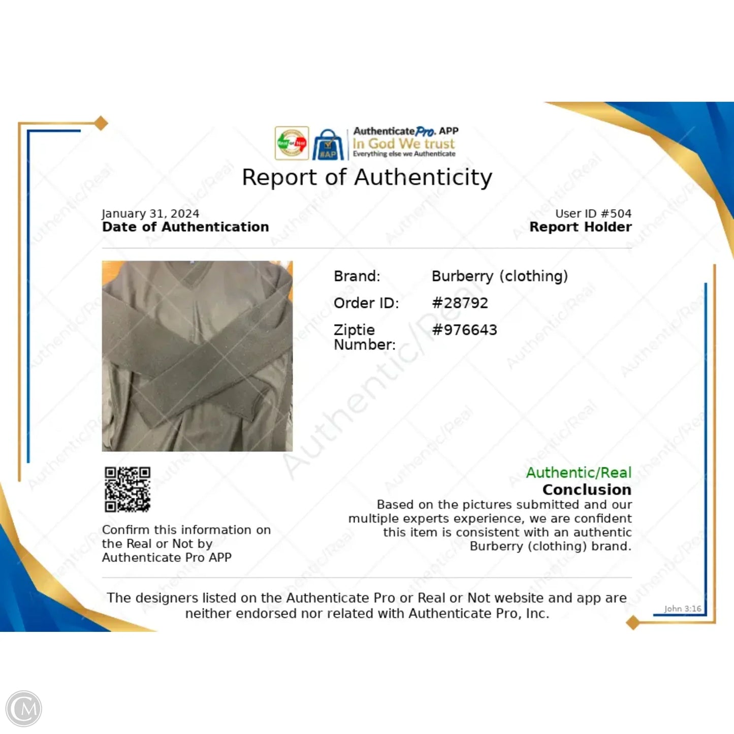 Top Long Sleeve Luxury Designer By Burberry In Black, Size: S