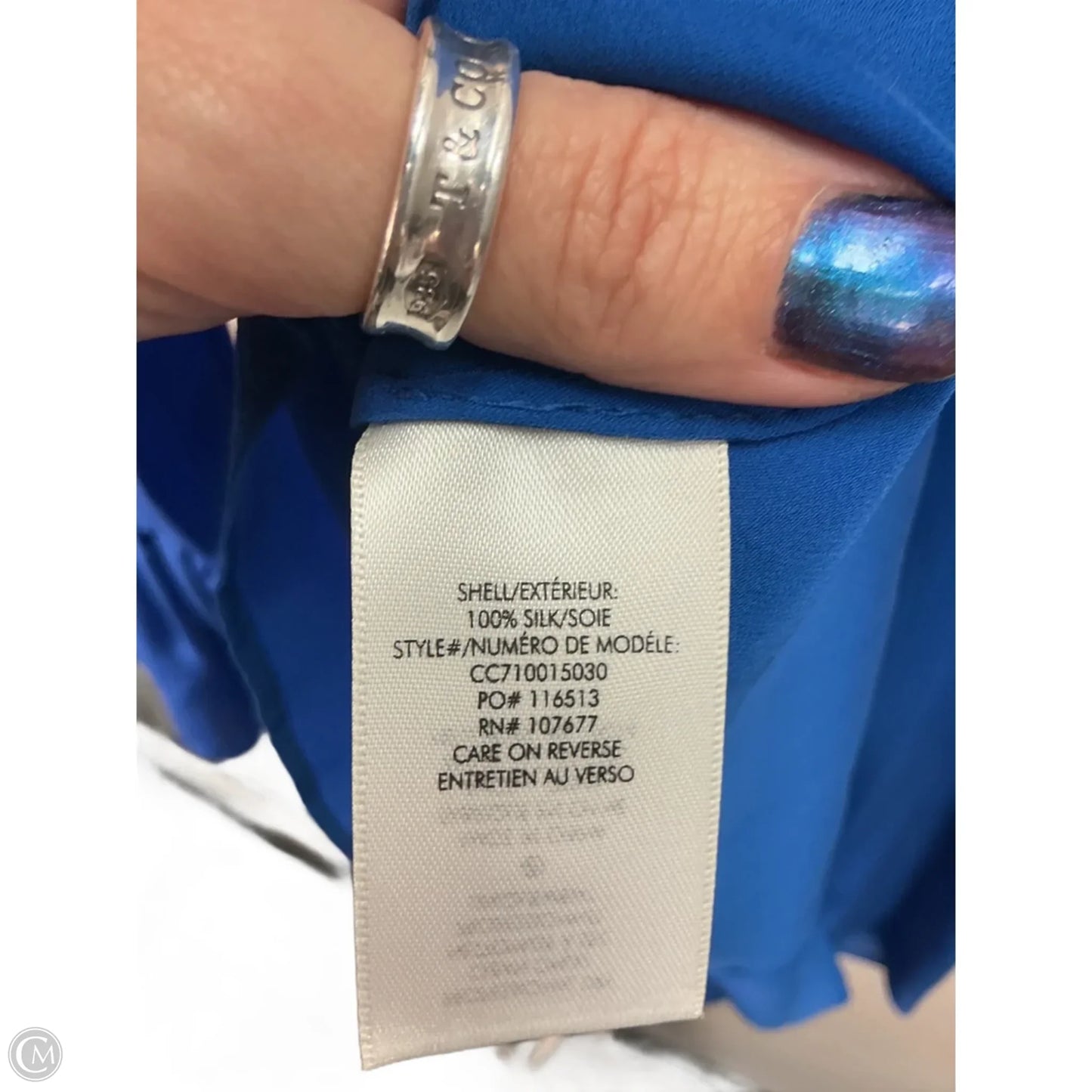 Top Long Sleeve Designer By Alice + Olivia In Blue, Size: S