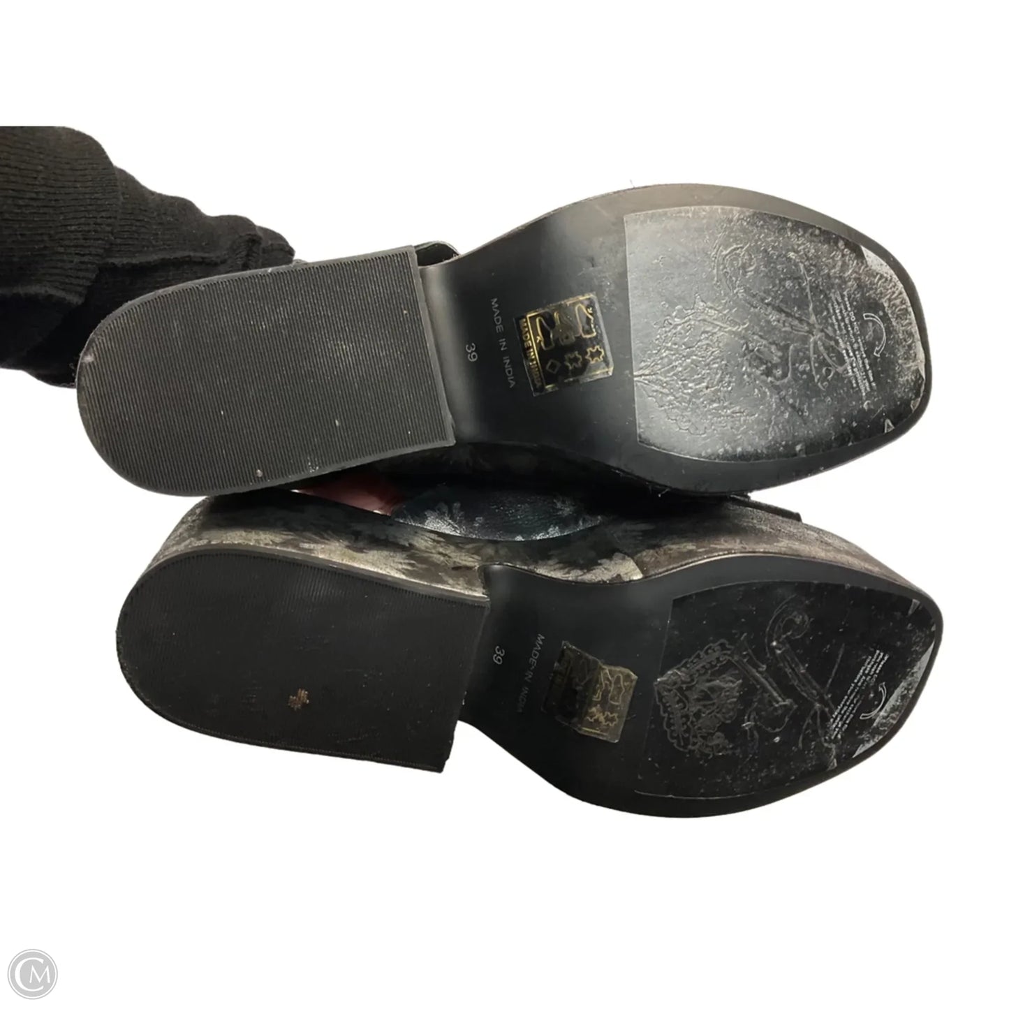 Sandals Heels Platform By Free People In Black & Silver, Size: 9