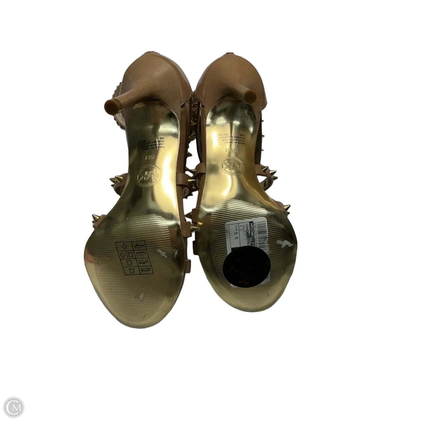Sandals Heels Stiletto By Michael By Michael Kors In Gold, Size: 5.5