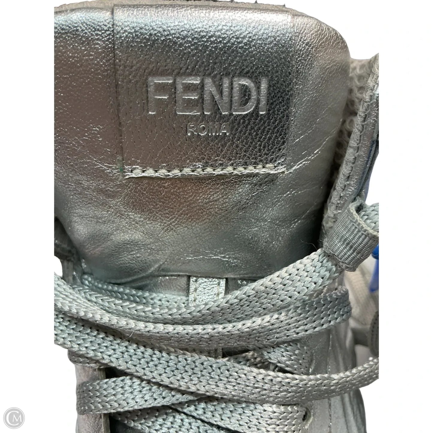 Shoes Luxury Designer By Fendi In Silver, Size: 6.5