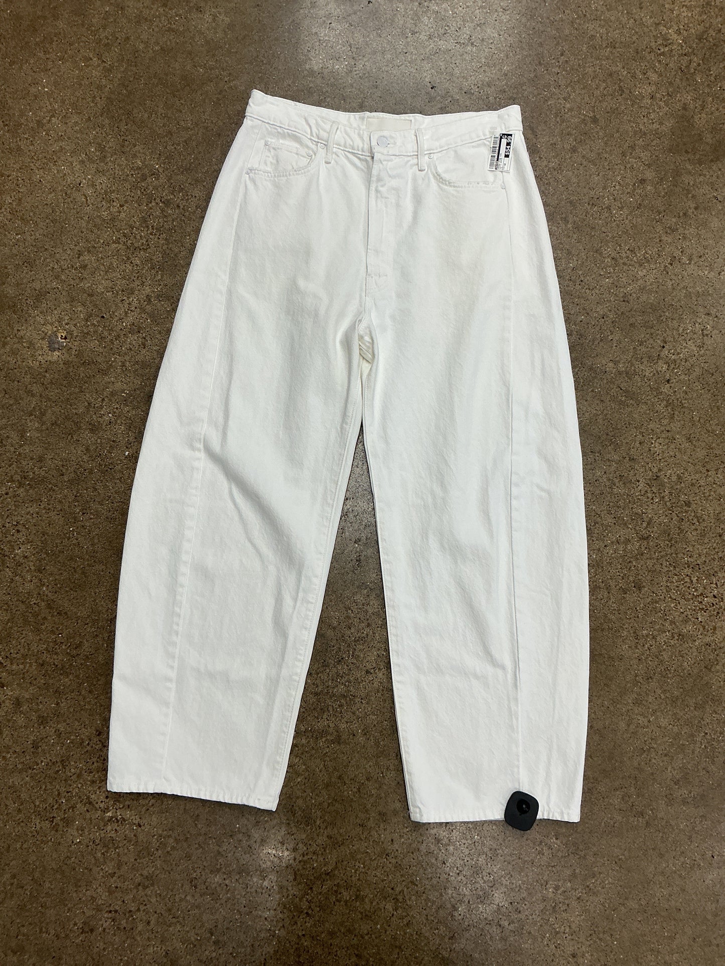 Jeans Wide Leg By Mother In White Denim, Size:10