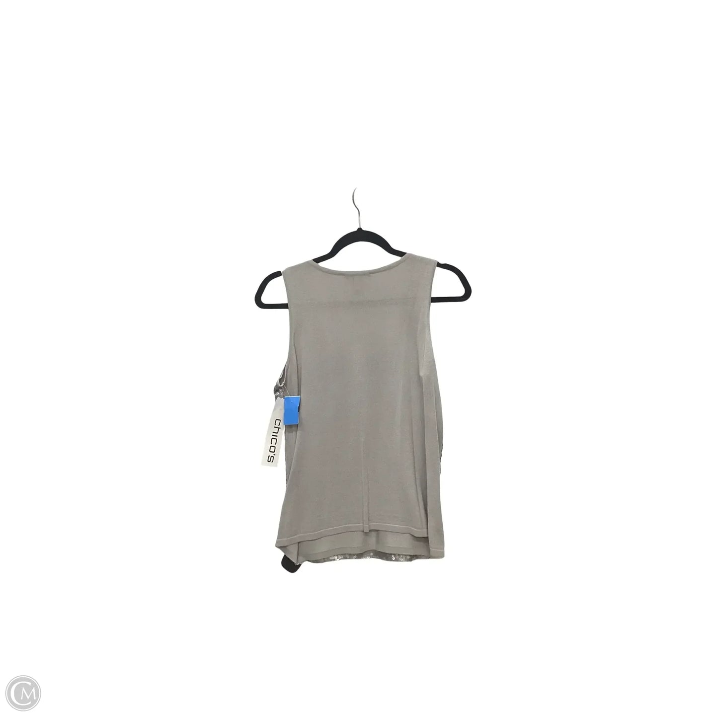 Top Sleeveless By Chicos In Silver, Size: M