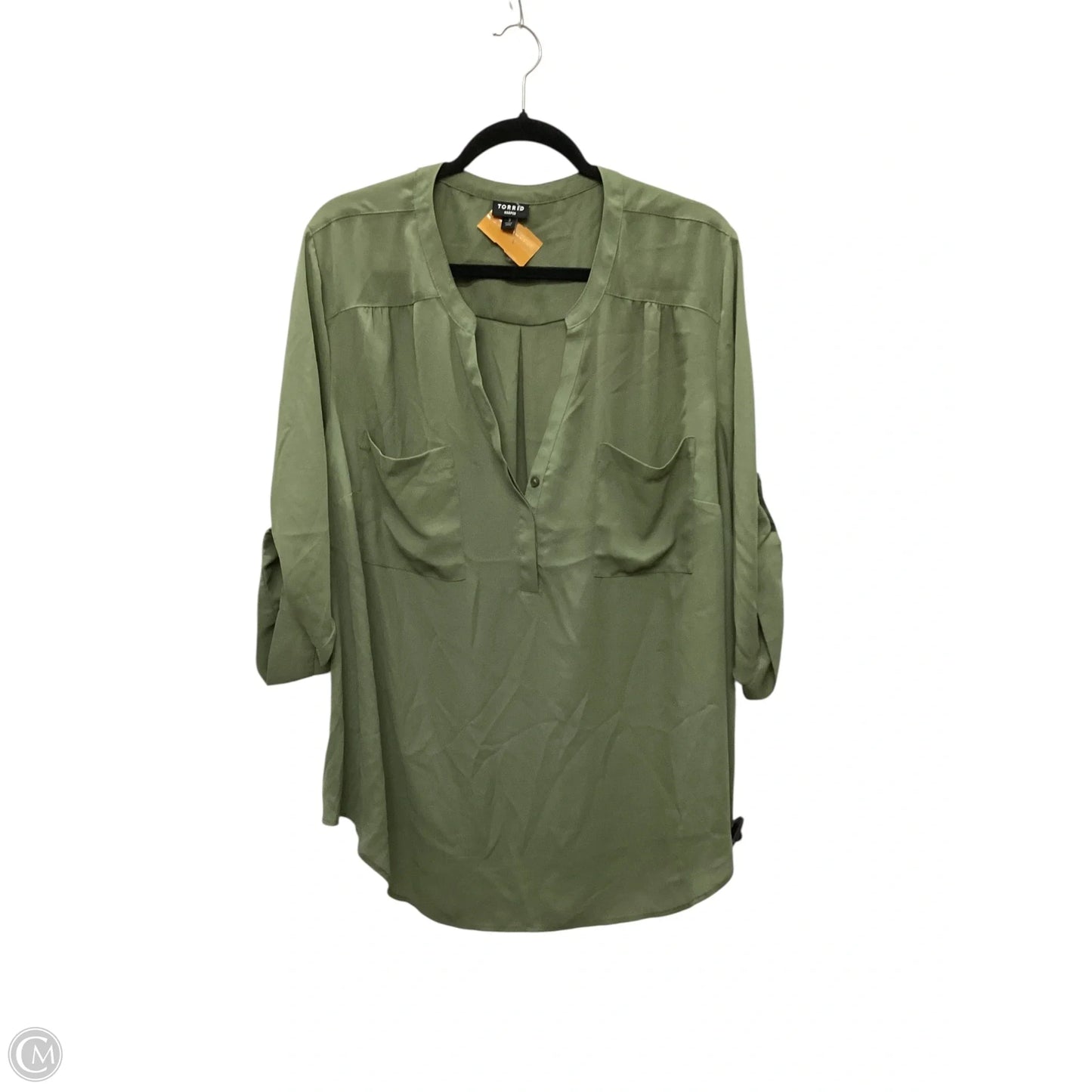 Blouse Long Sleeve By Torrid In Green, Size: 3x