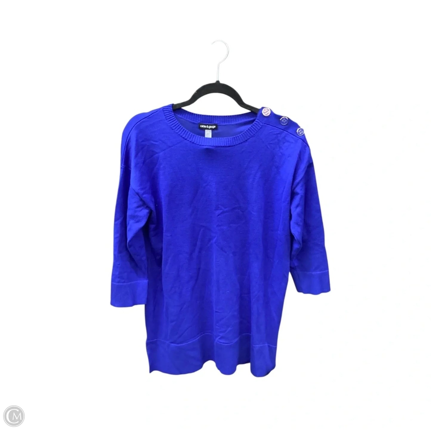 Tunic Long Sleeve By Cable And Gauge In Blue, Size: M