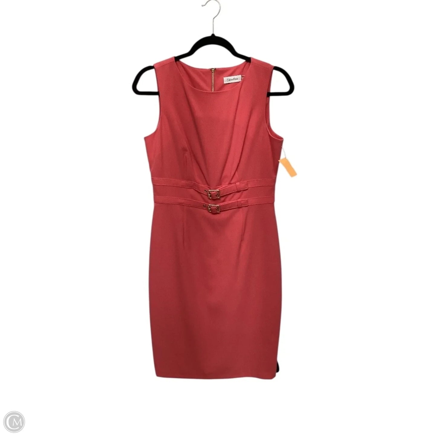 Dress Casual Midi By Calvin Klein In Plaid Pattern, Size: 4