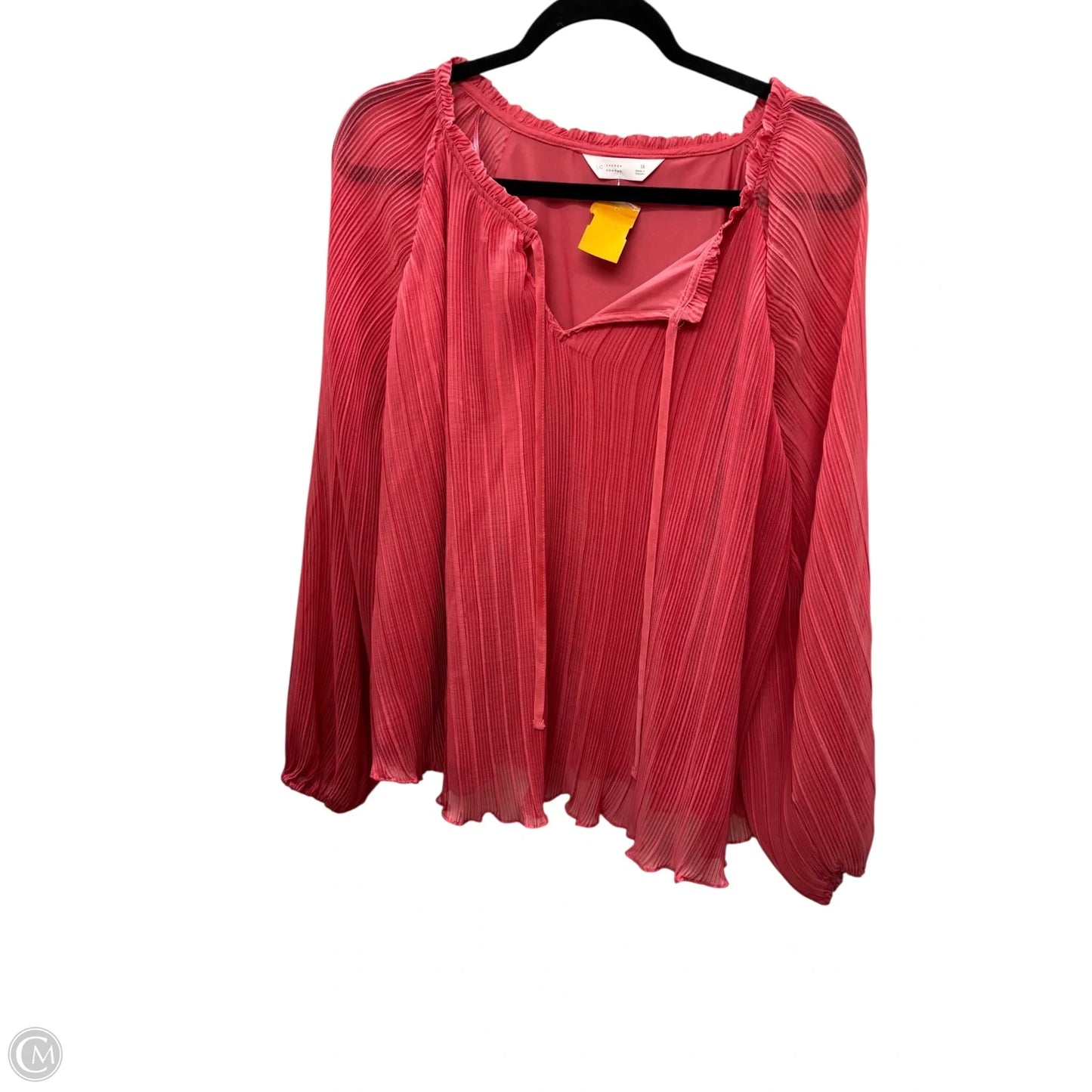 Blouse Long Sleeve By Lc Lauren Conrad In Pink, Size: 1x