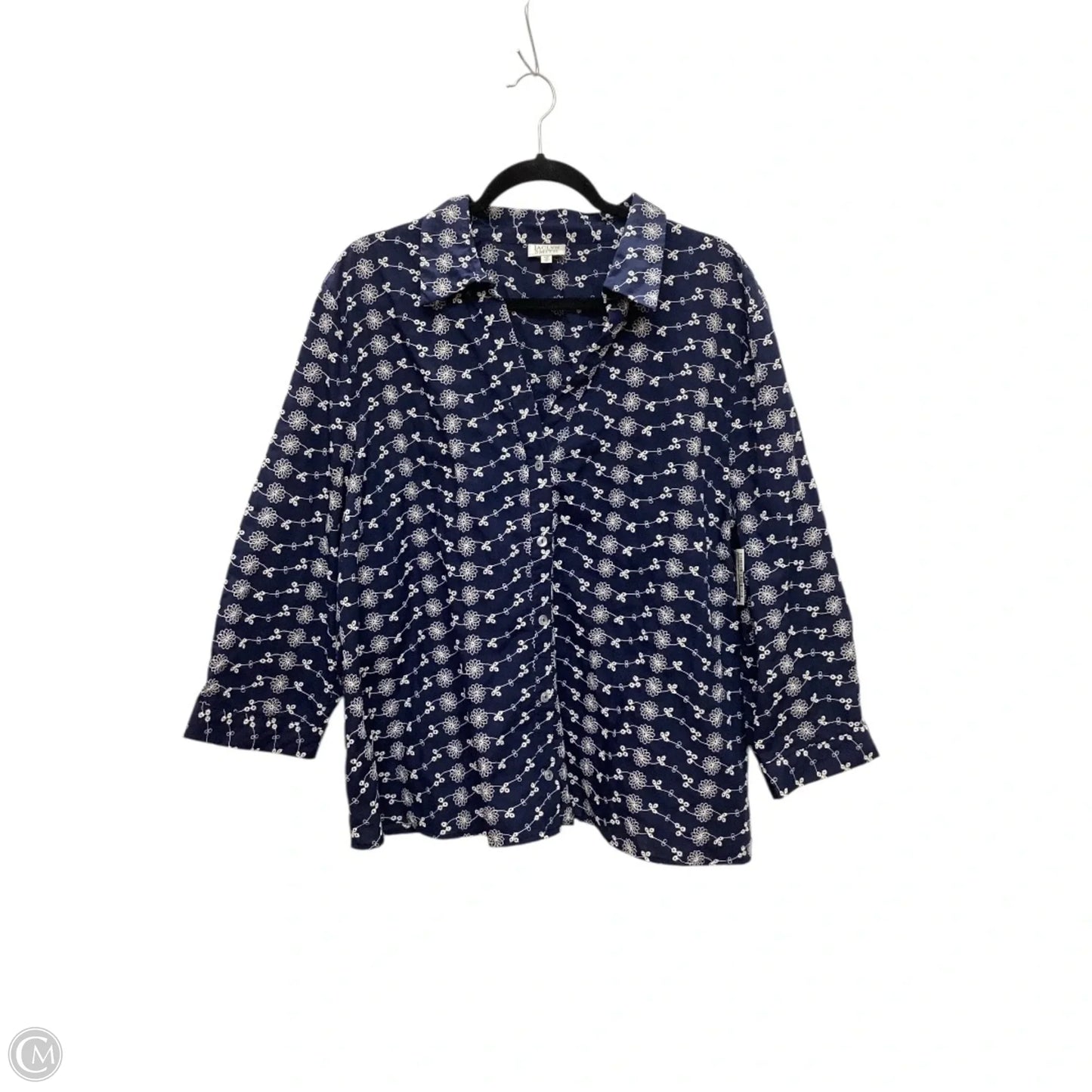 Blouse Long Sleeve By Jaclyn Smith In Blue, Size: 2x