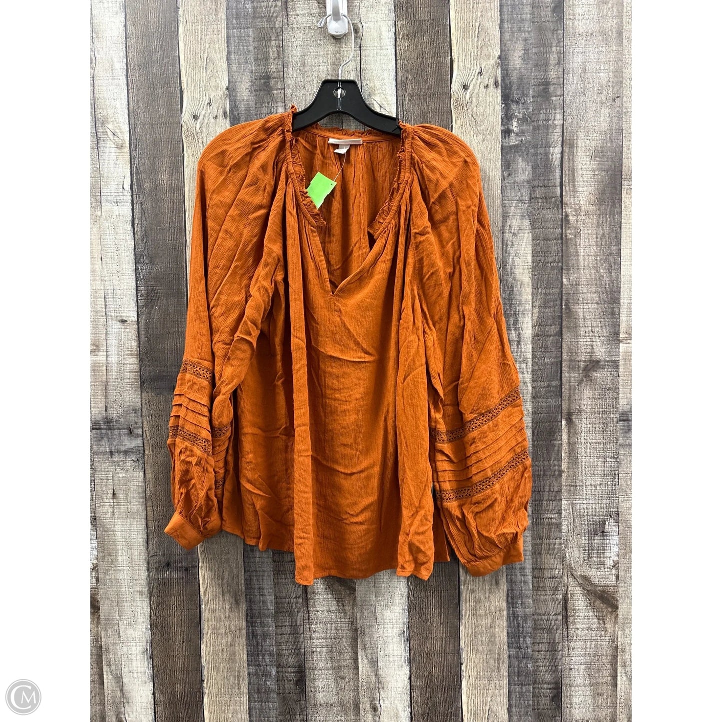 Top Long Sleeve By Knox Rose In Bronze, Size: Xl