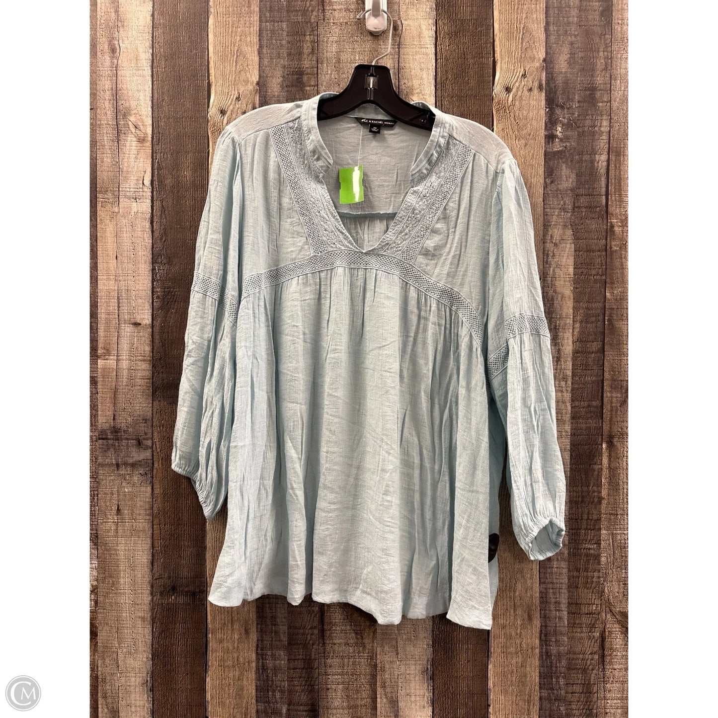 Top 3/4 Sleeve By Zac And Rachel In Blue, Size: 2x