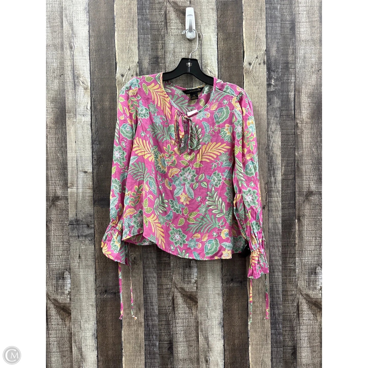 Top Long Sleeve By Counterparts In Floral Print, Size: S